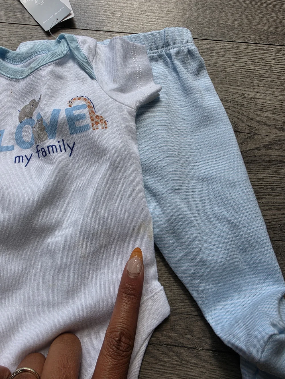 3/$6 Baby Blue 'Love My Family' Bodysuit & Footed Pant Set